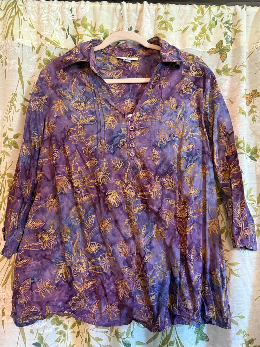 Purple Floral V-Neck Tunic Top
